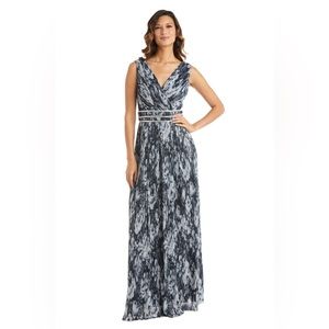 Metallic Floral Evening Dress